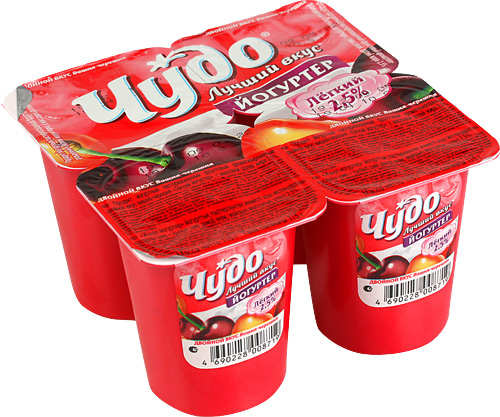 Йогурт Чудо вишня-черешня 2.5%, 4 шт. по 125 г.