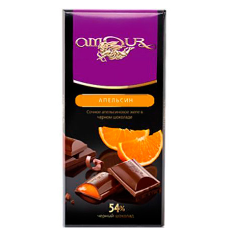 Шоколад Амур черный с апельсинами Конти-Рус, 100 гр.