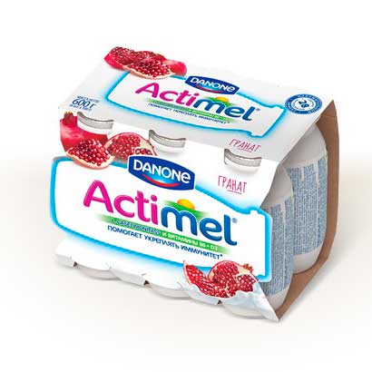 Йогурт питьевой Актимель гранат 1.5%, 6 шт. по 100 мл.
