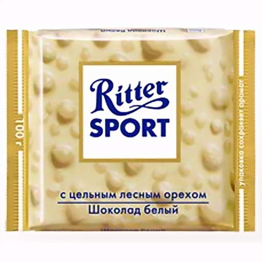 Шоколад Ритер спорт молочный с лесным орехом, 100 г.