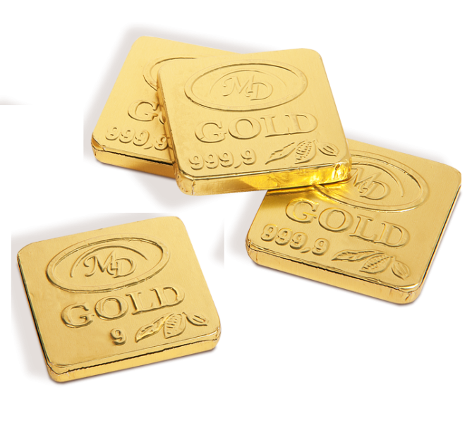 Медаль шоколадная квадратная Gold 999,9%, 10 г.