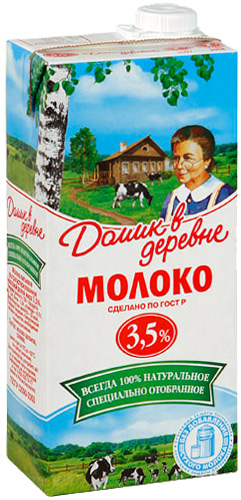 Молоко Домик в деревне стерилизованное 3.5% 1 л.