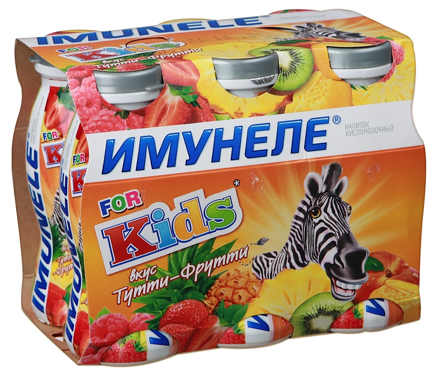 Напиток кисломолочный For Kids Имунеле тутти-фрутти 1.5%, 6 шт. по 100 мл.
