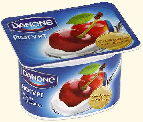 Йогурт Данон 7 полезных свойств с вишней и черешней, 4 шт. по 110 г.