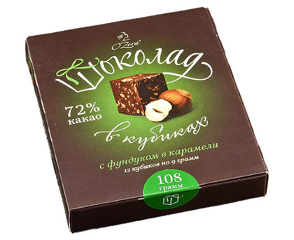 Шоколад Озера Фундук с Карамелью 72%, 90 г.