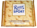 Шоколад Ритер спорт белый с фундуком, 100 г.
