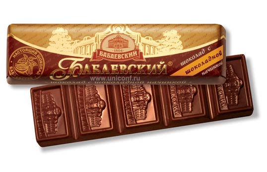 Шоколадный батончик Бабаевский с шоколадной начинкой, 50 г.