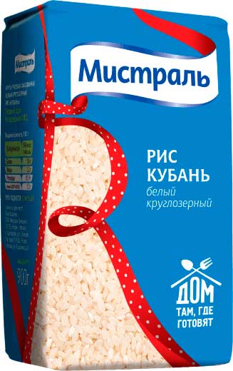 Рис Кубань белый круглозерный Мистраль 900 г.
