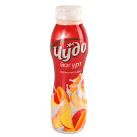 Йогурт питьевой Чудо персик-манго-дыня 2,4%, 290 мл.