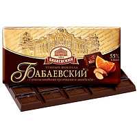 Шоколад горький с кусочками апельсина и миндаля Бабаевский 100 г.